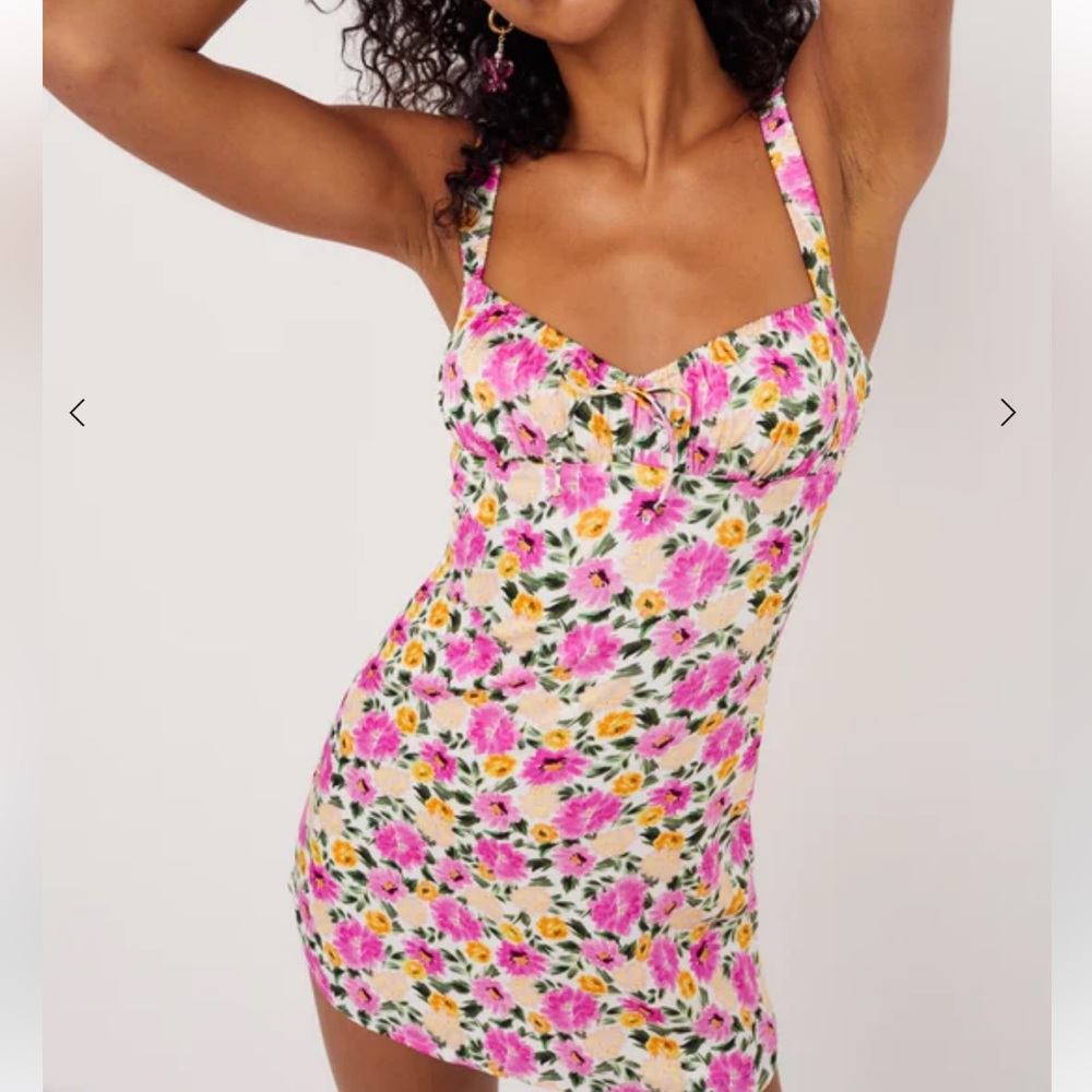 For Love And Lemons Floral Mini Dress - Pink and Yellow